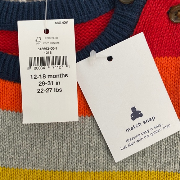 NWT Baby Gap Stripe Sweater One Piece 12-18MO - Picture 4 of 7